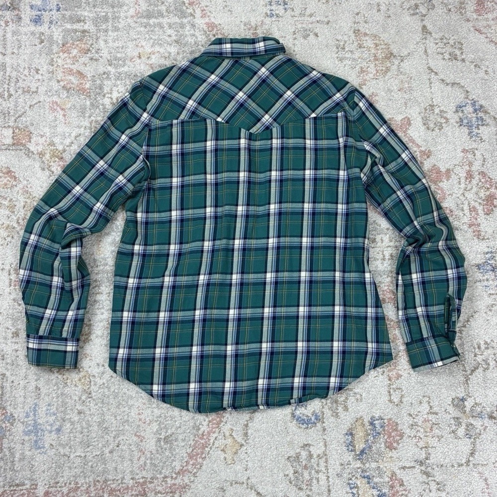 Zara Woman's Green Plaid Western Shirt Rhinestone Embellished Studded Collar - Picture 8 of 8